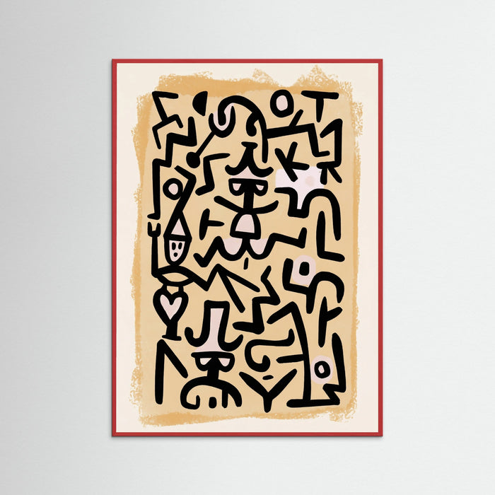 Red Wood Rhythmic Abstract Figures