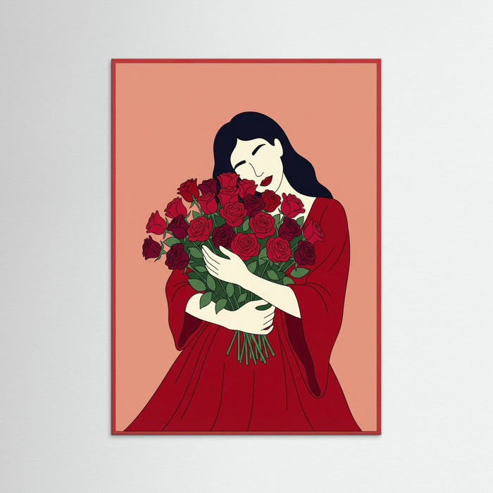 Red Wood Rose Embrace