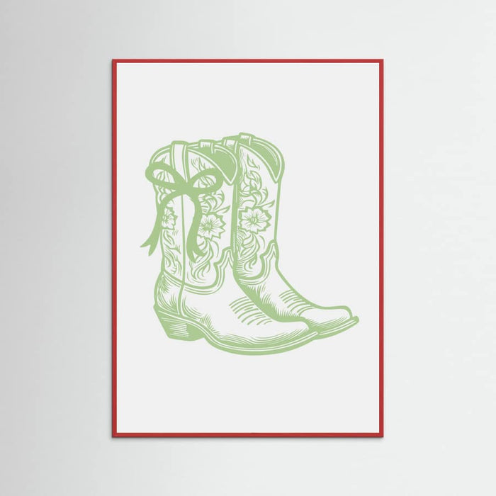 Sage Green Cowgirl Boots with Bow Poster – Poster und Kunstdruck