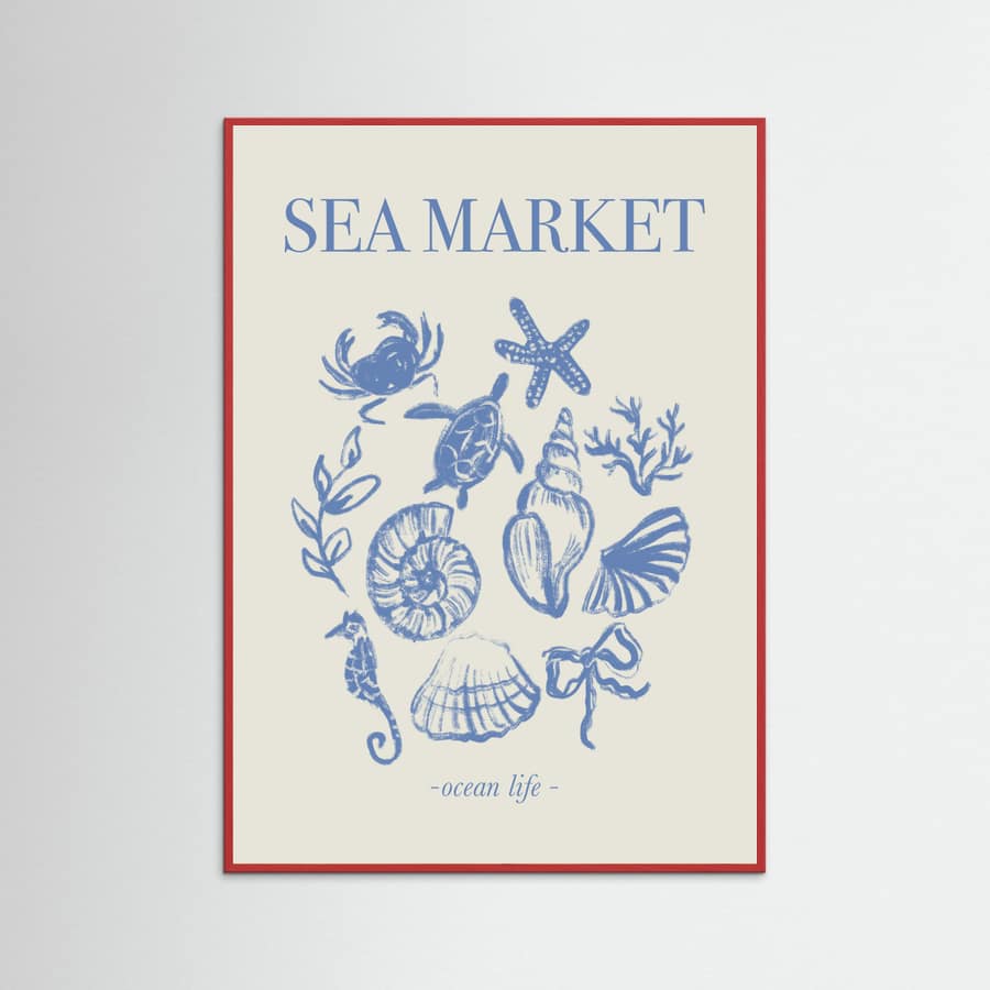 Sea Market Blue Artprint Poster – plakat og kunsttryk