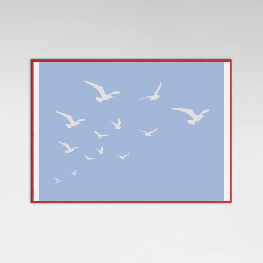 Seagulls Blue Background Poster – plakat og kunsttryk