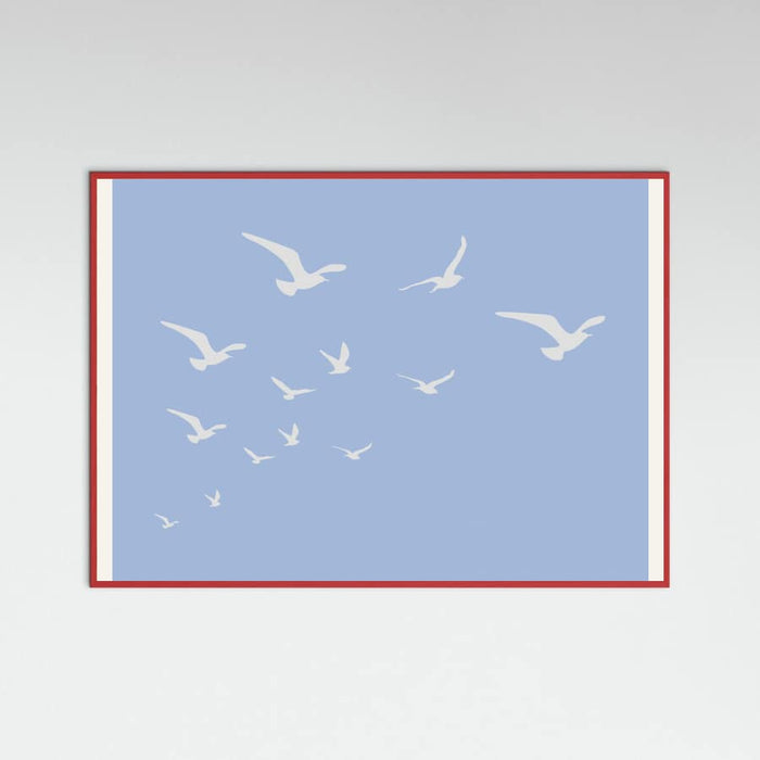Seagulls Blue Background Poster – plakat og kunsttryk