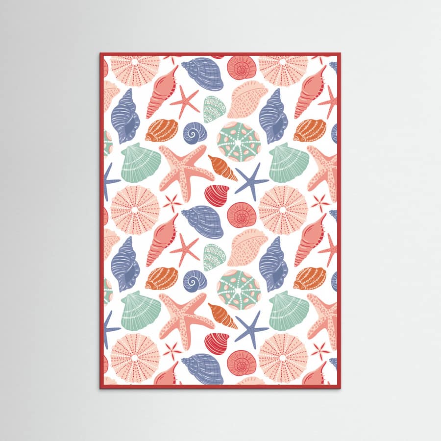 Seashells and Starfish - White Poster – poster and art print