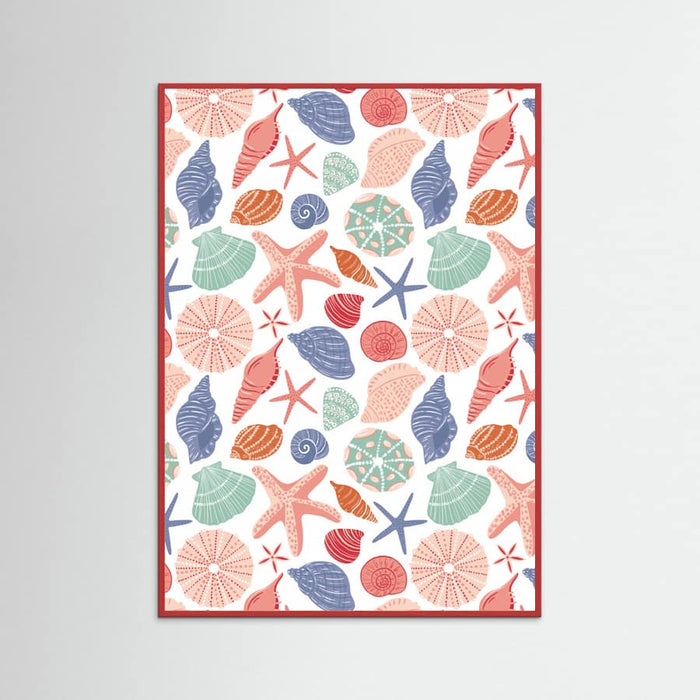 Seashells and Starfish - White Poster – poster and art print