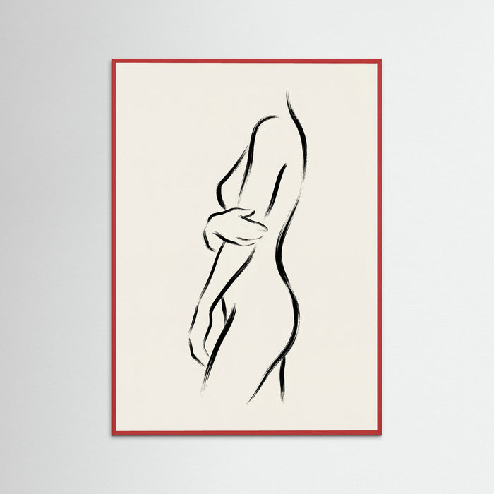 Red Wood Seated Silhouette