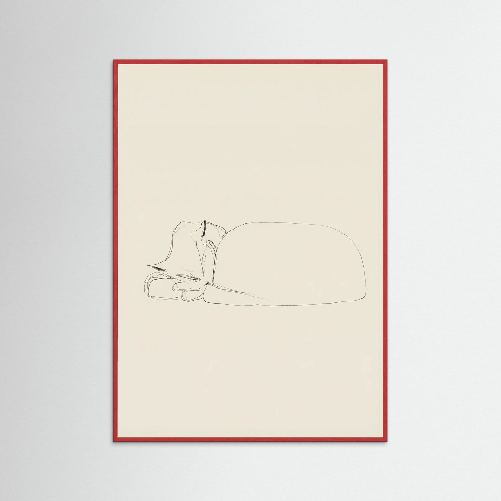 Red Wood Slumbering Feline Grace
