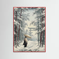 Red Wood Snowy Temple Path