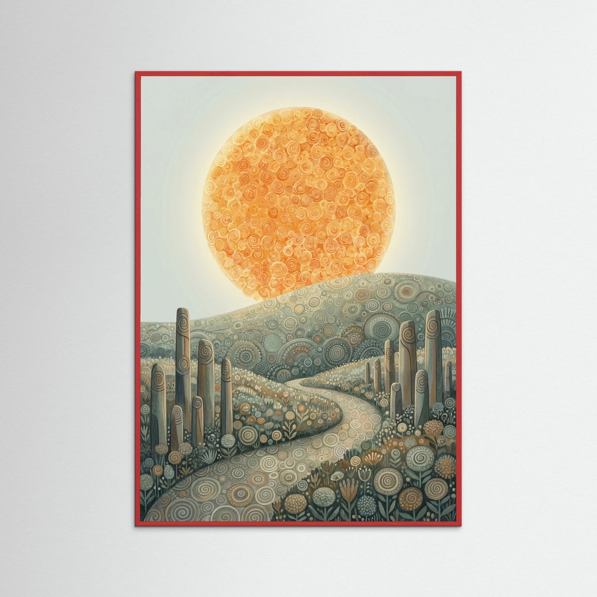 Red Wood Spiral Sunset Landscape