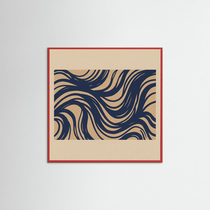 Red Wood Square Abstract Currents