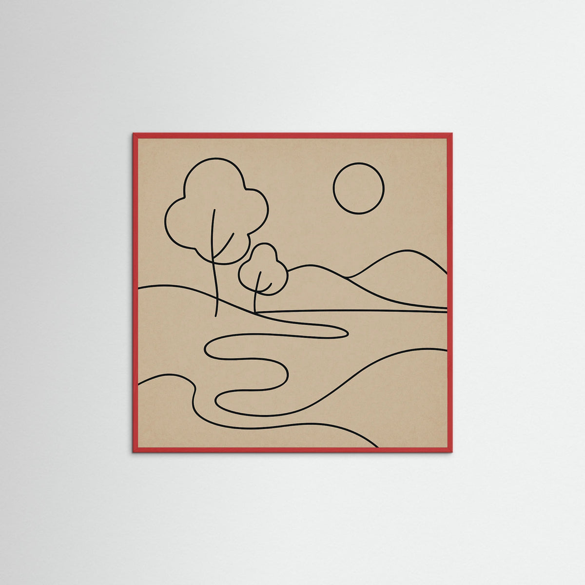 Red Wood Square Abstract Embrace