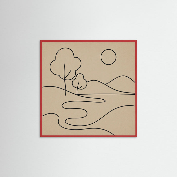 Red Wood Square Abstract Embrace
