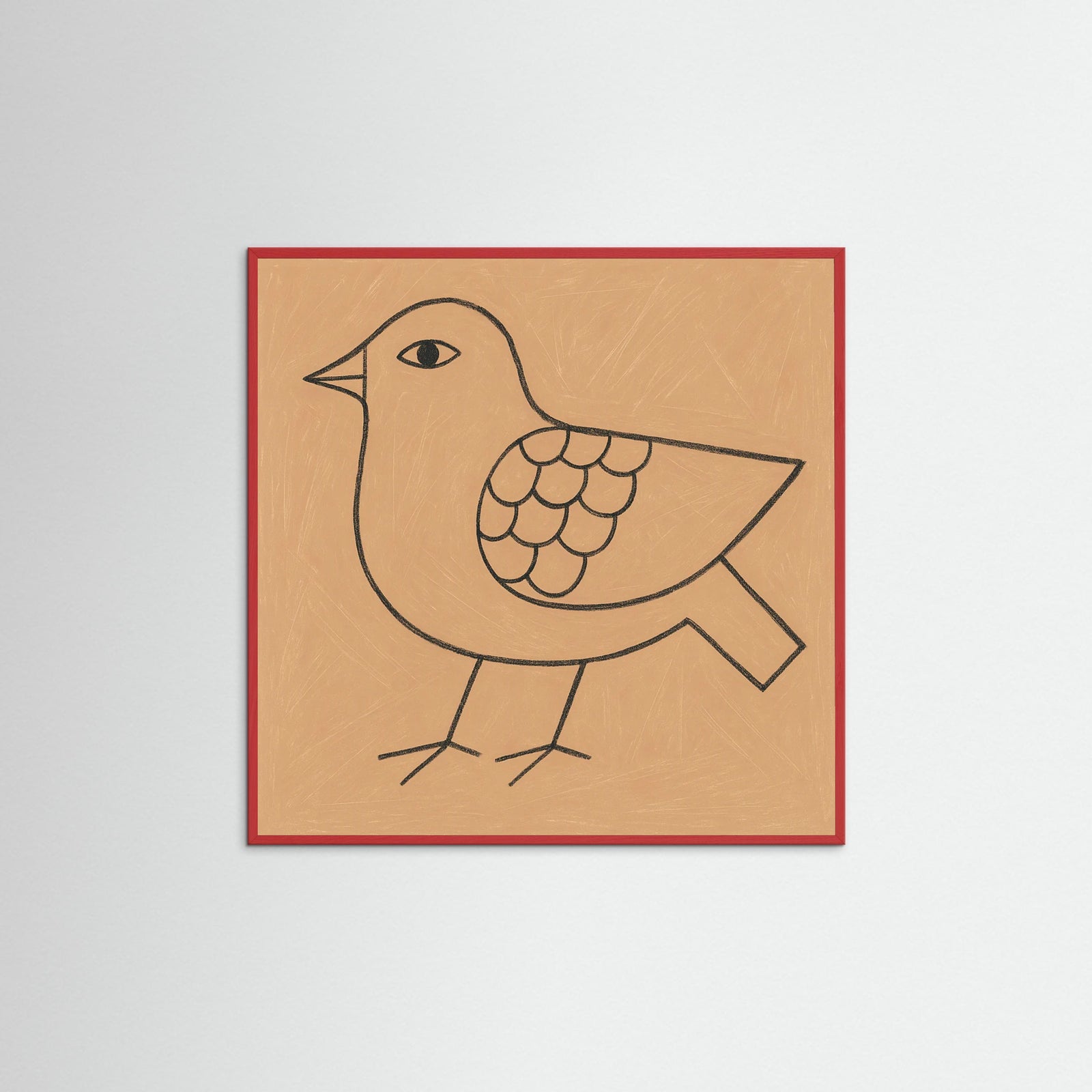 Red Wood Square Abstract Face