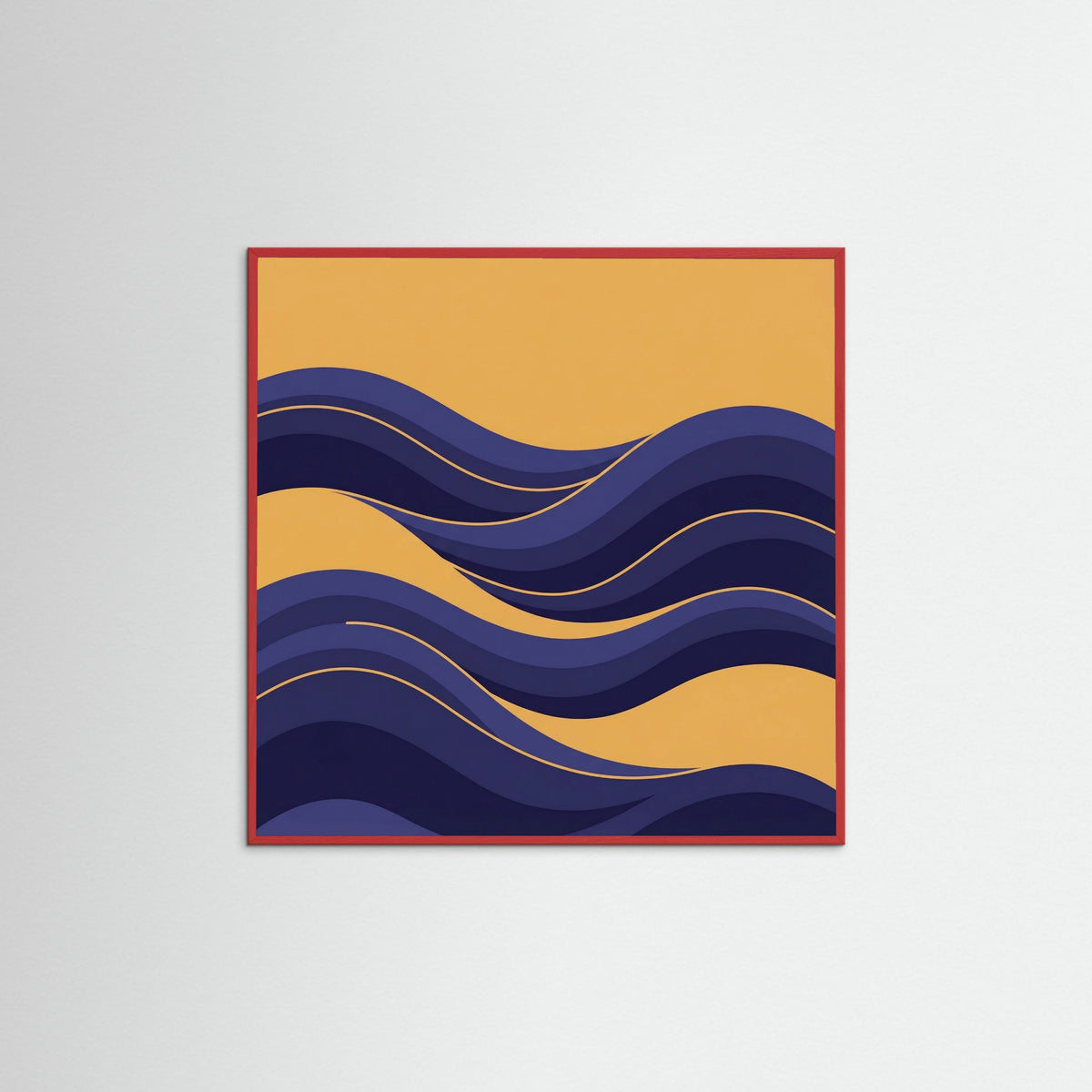 Red Wood Square Abstract Flow