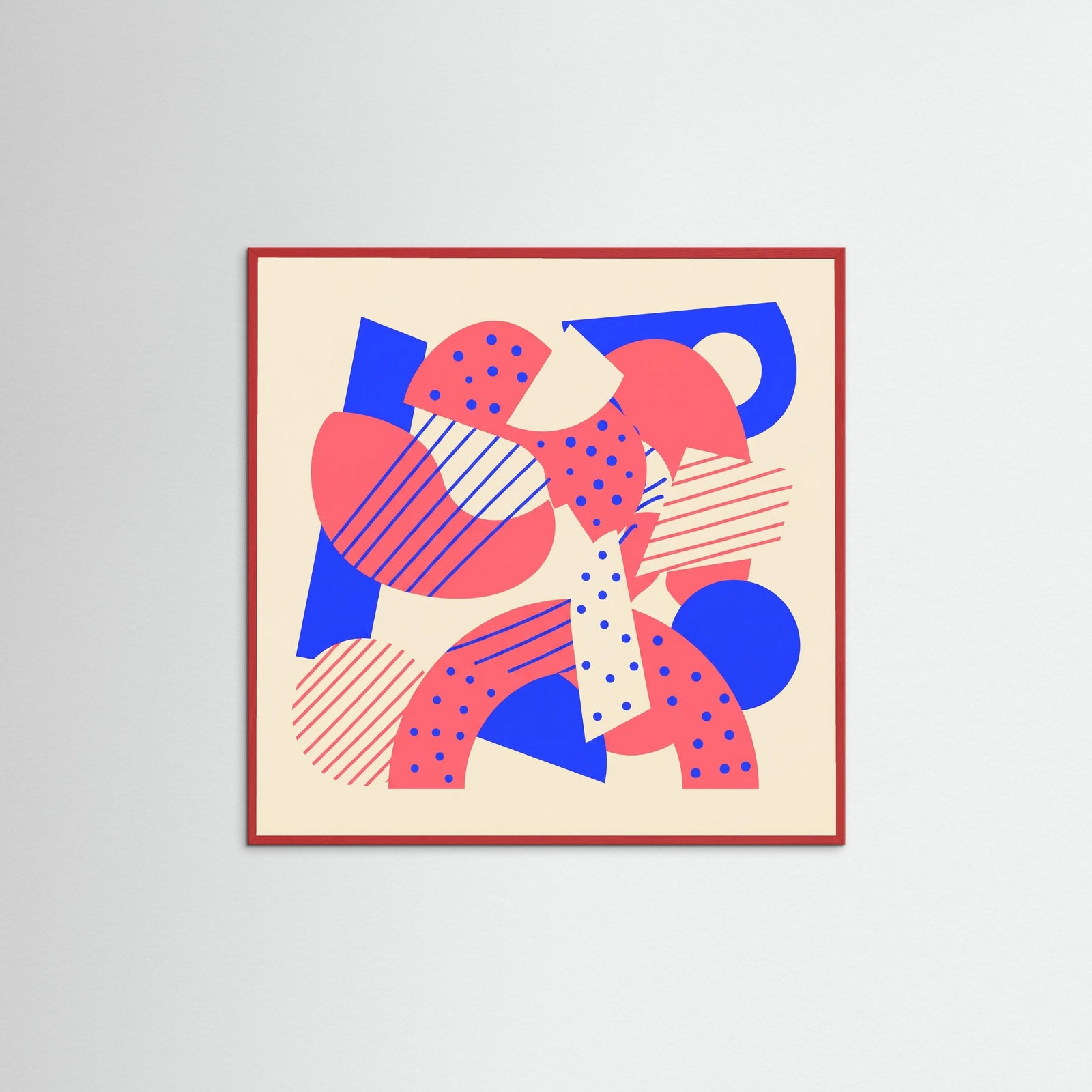 Red Wood Square Abstract Playfulness