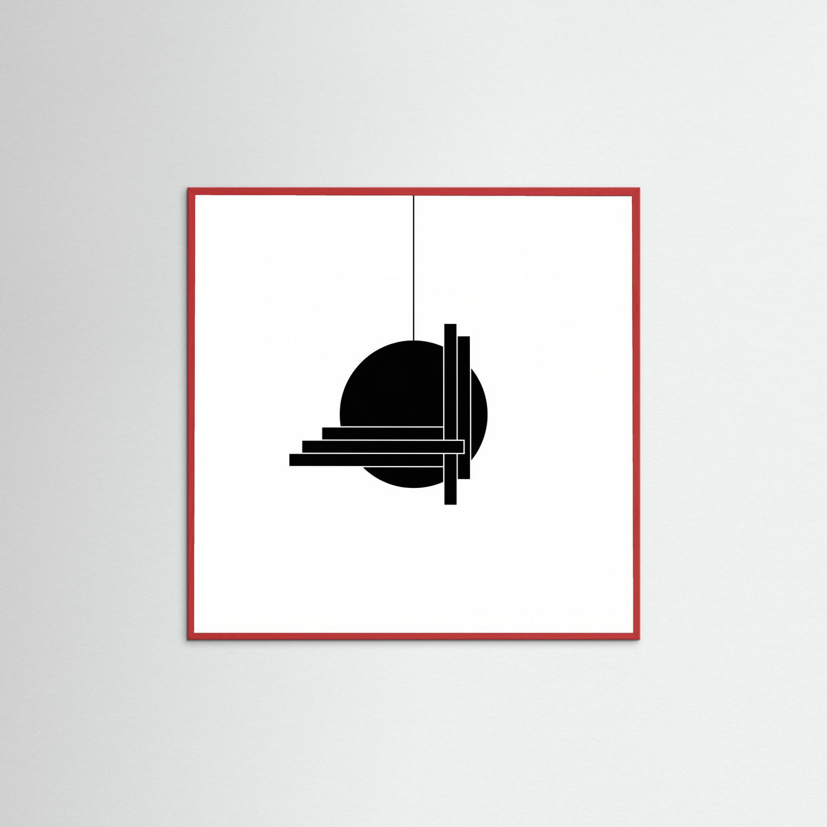 Red Wood Square Art Print Beige