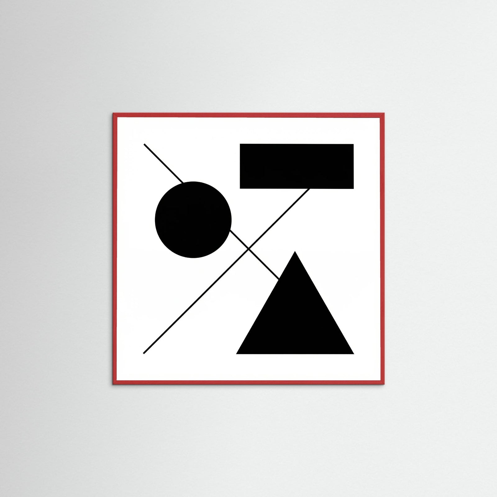 Red Wood Square Art Print Beige