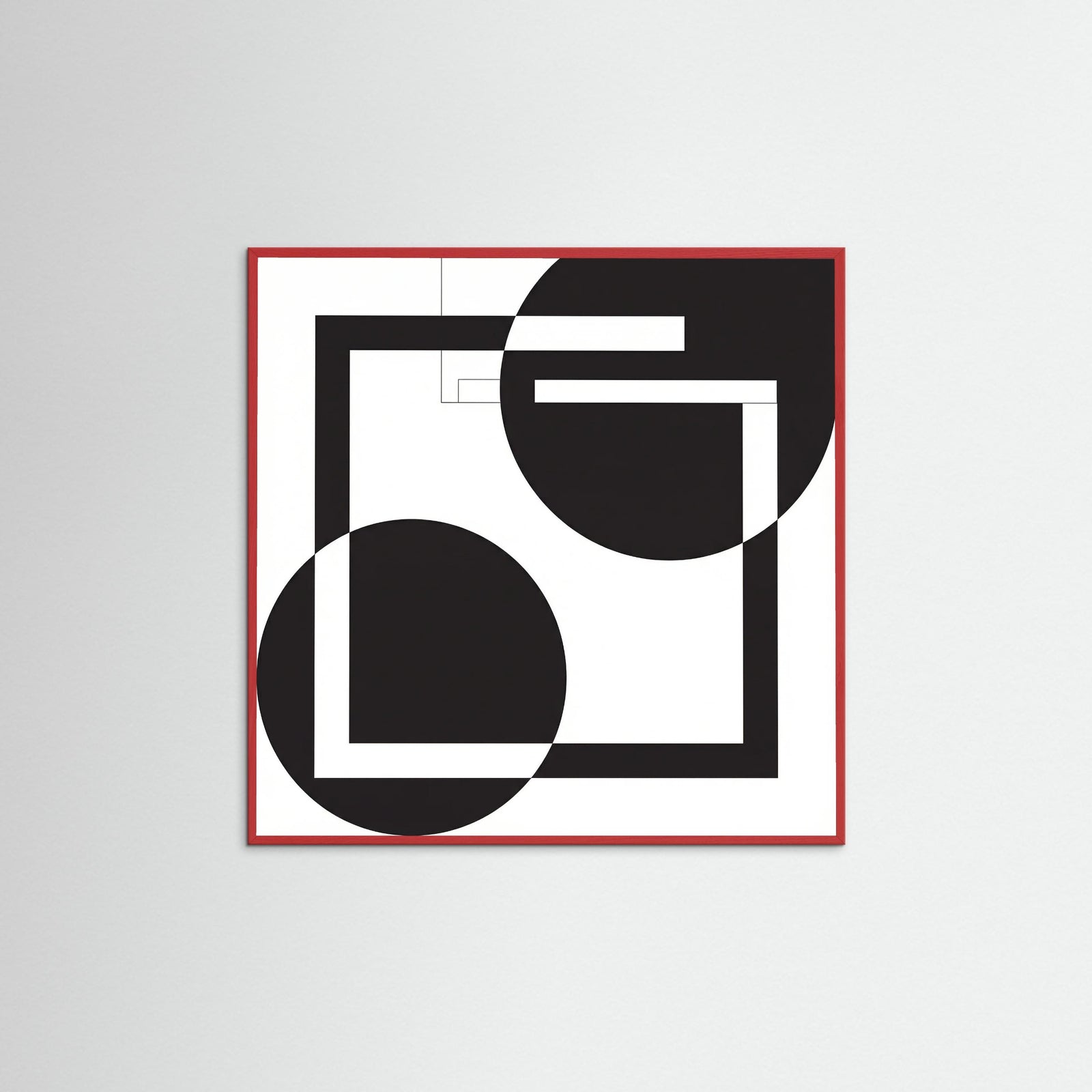 Red Wood Square Art Print Beige