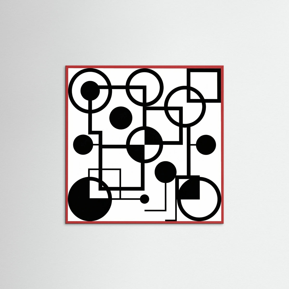 Red Wood Square Art Print Beige