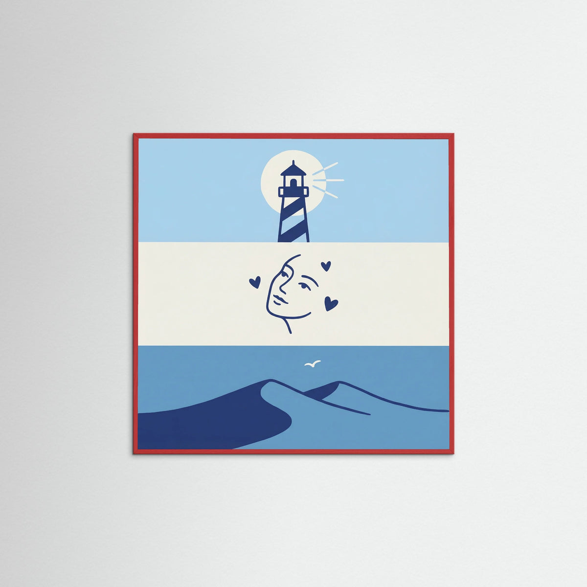 Red Wood Square Coastal Grid Medley