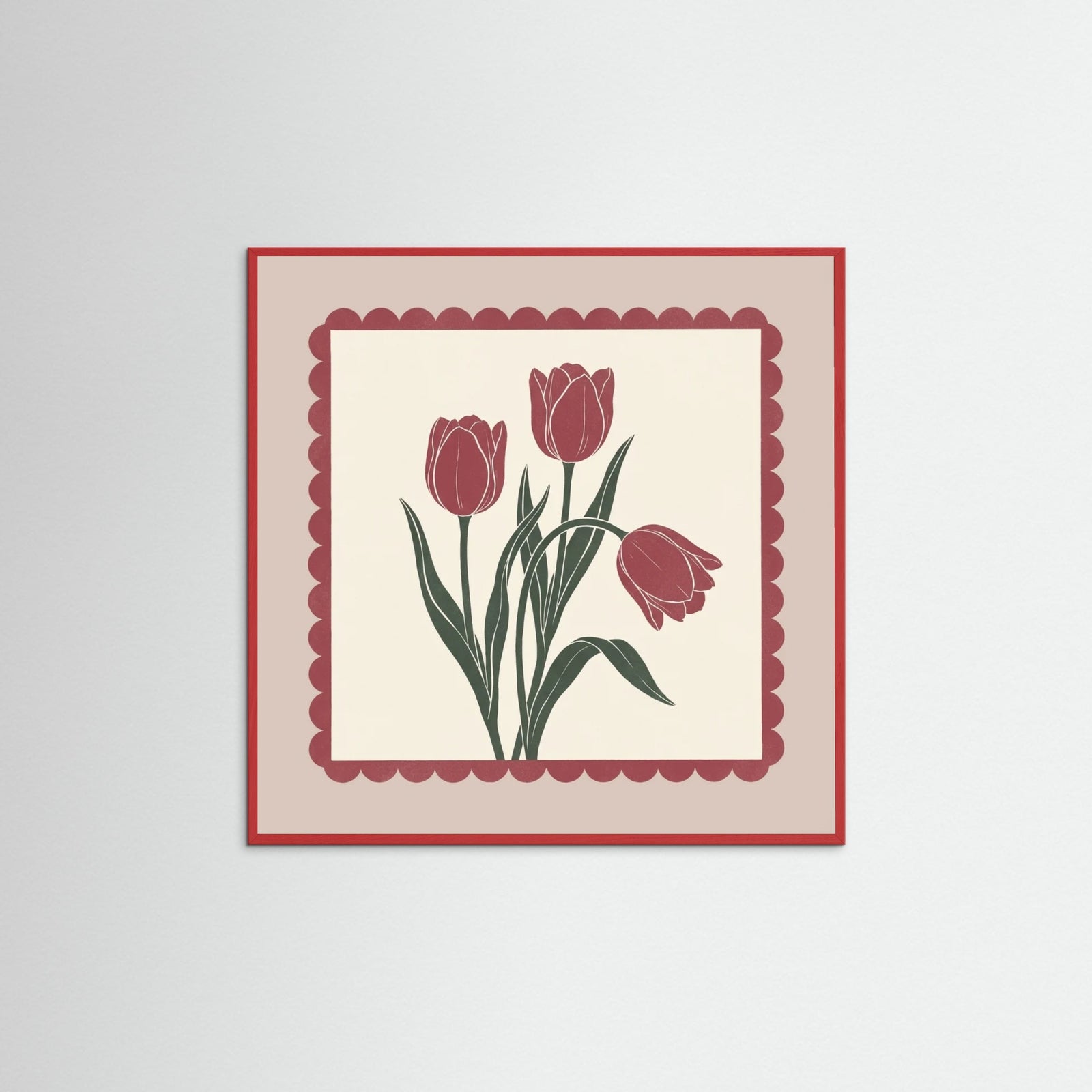 Red Wood Square Crimson Bloom
