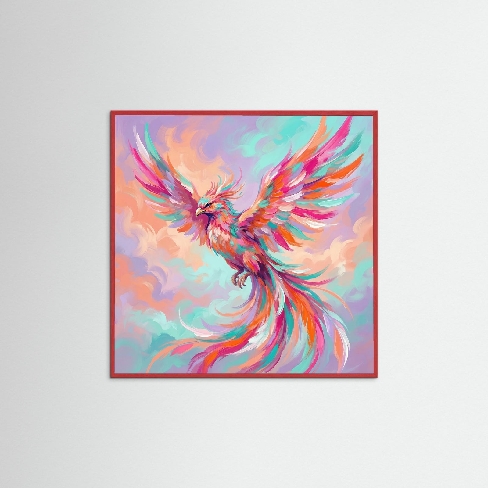 Red Wood Square Dreamy Unicorn Spirit