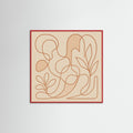 Red Wood Square Entwined Faces