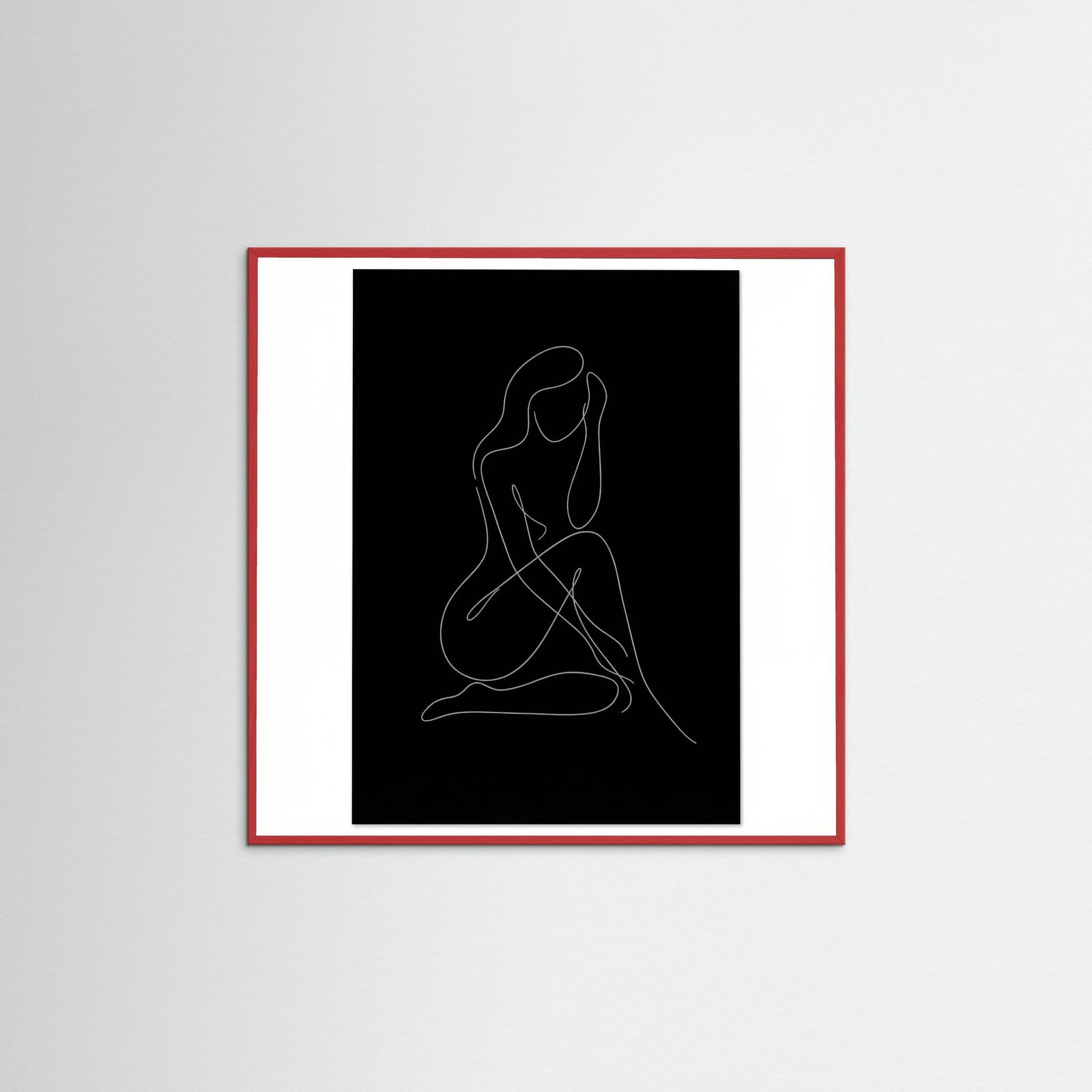 Red Wood Square Fluid Contours Black