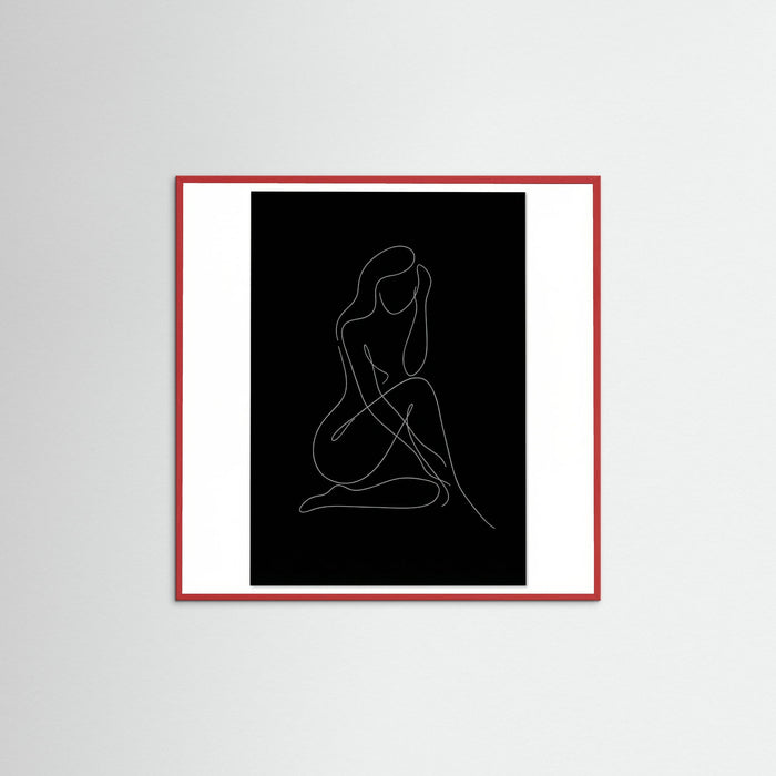 Red Wood Square Fluid Contours Black