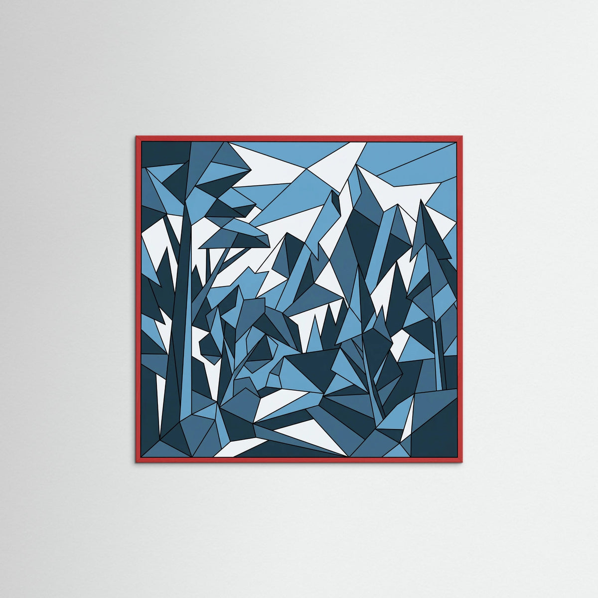 Red Wood Square Fragmented Harmony