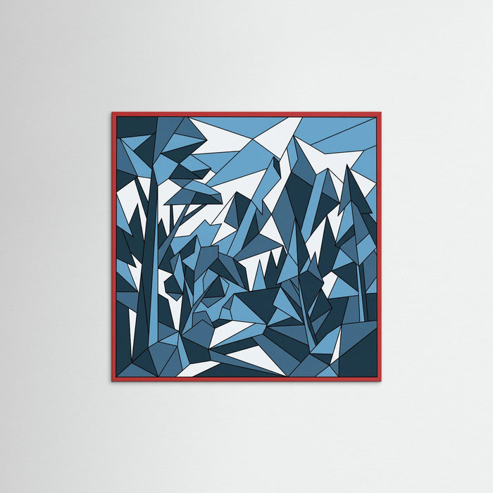 Red Wood Square Fragmented Harmony
