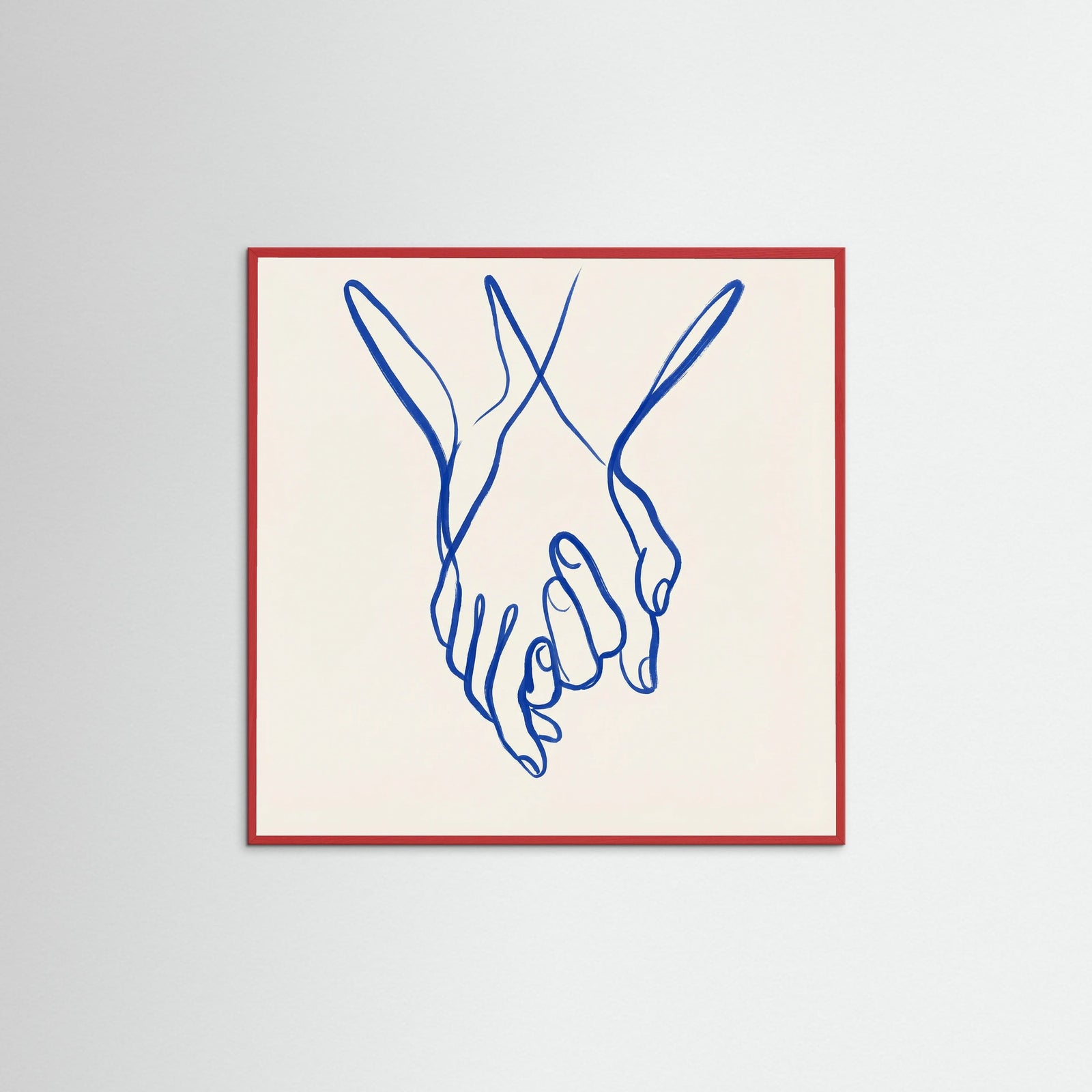 Red Wood Square Intertwined Gaze Blue