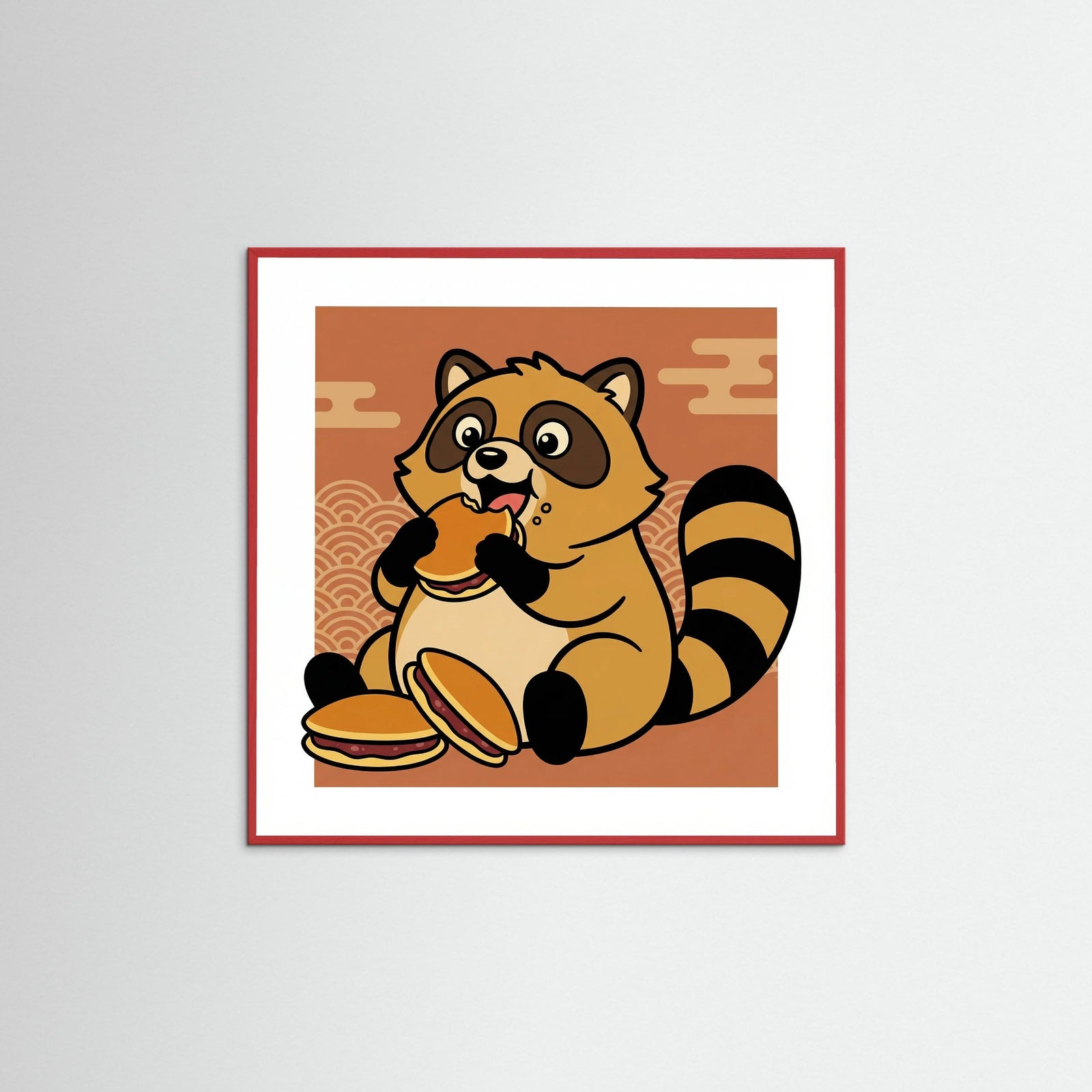 Red Wood Square Midnight Ramen Cat