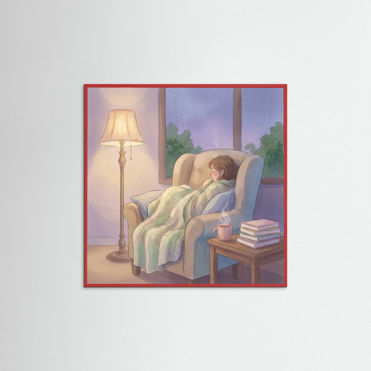 Red Wood Square Moonlit Bathtime