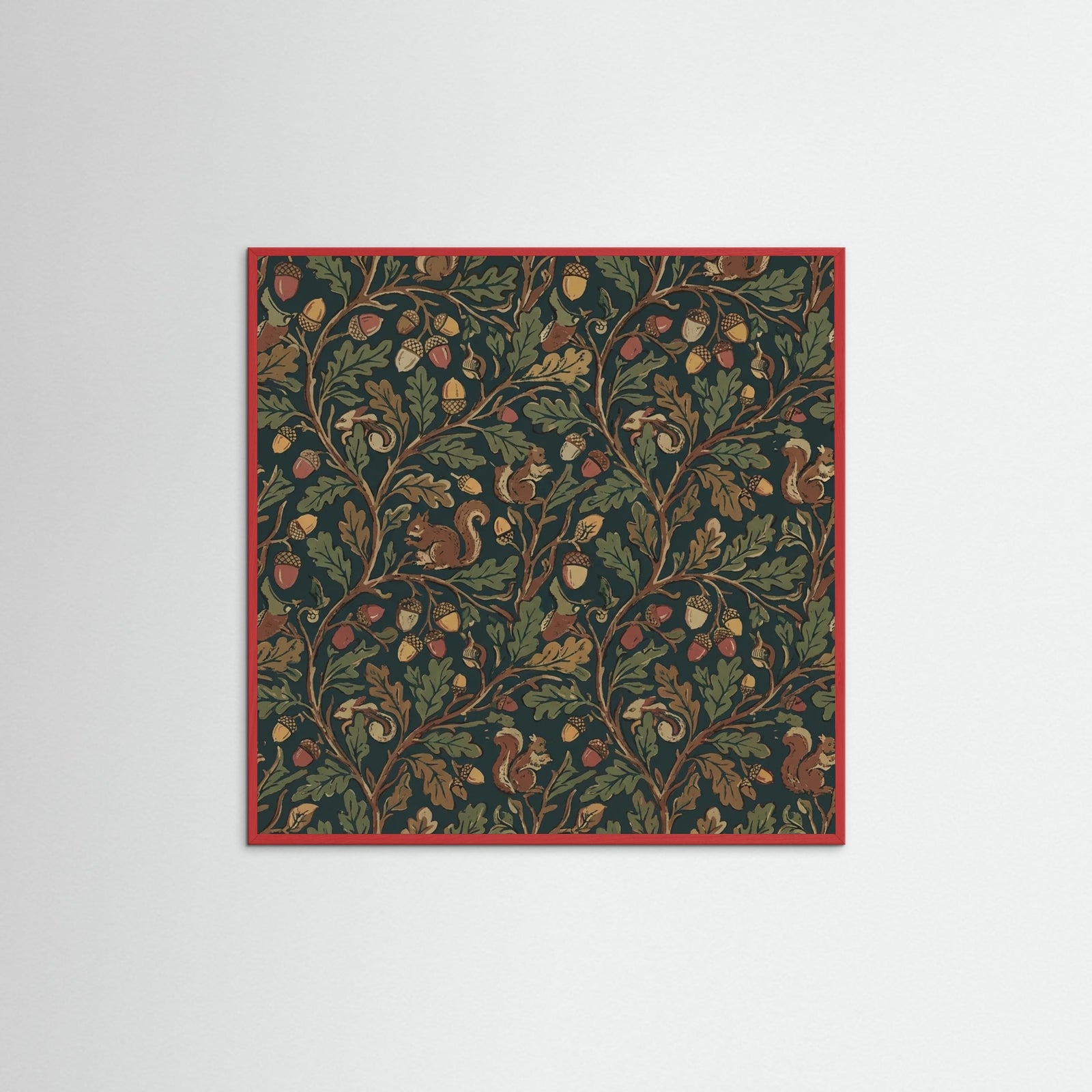 Red Wood Square Morrisian Bloom