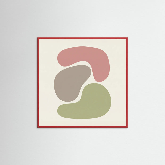 Red Wood Square Organic Forms Calm