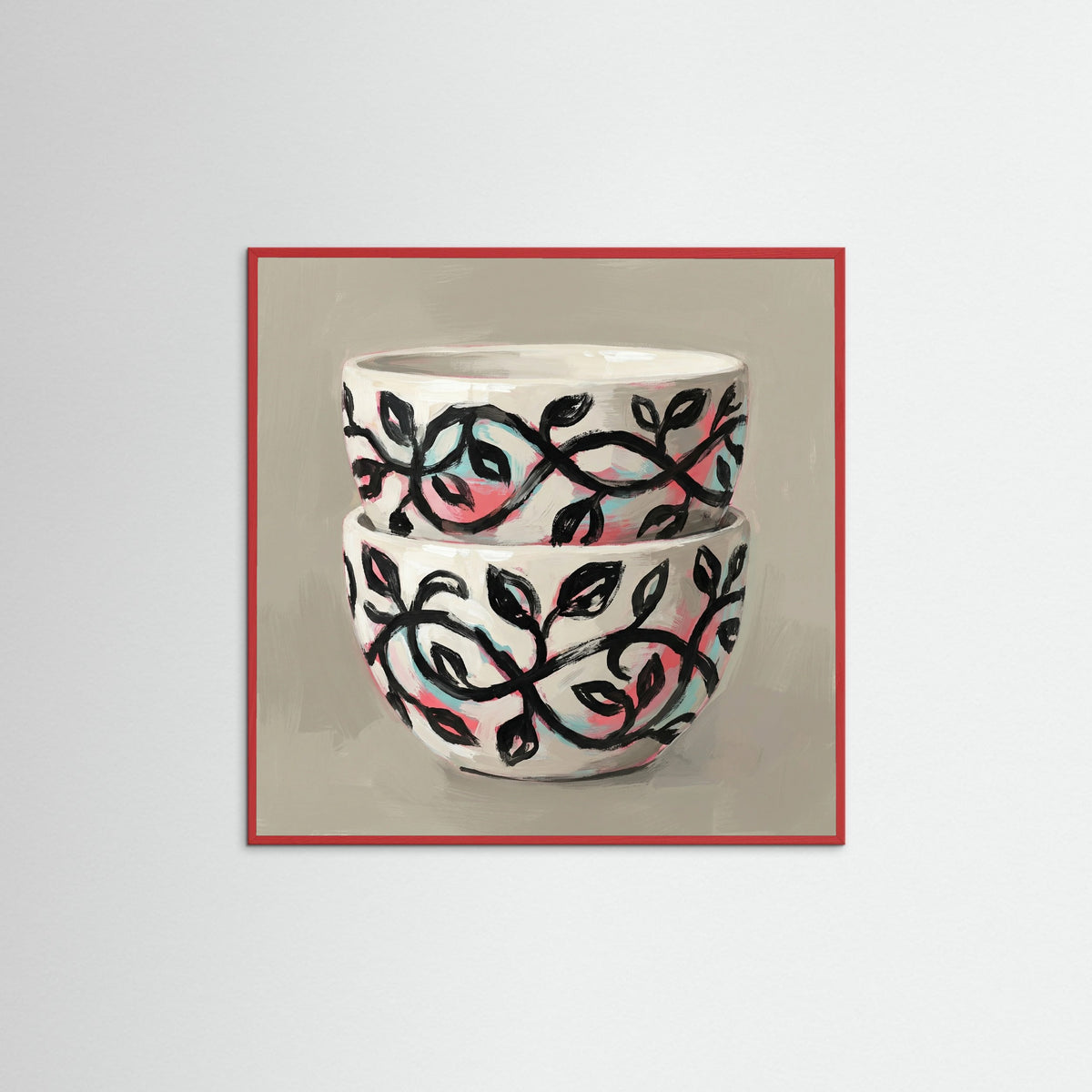 Red Wood Square Patterned Vessel Bloom