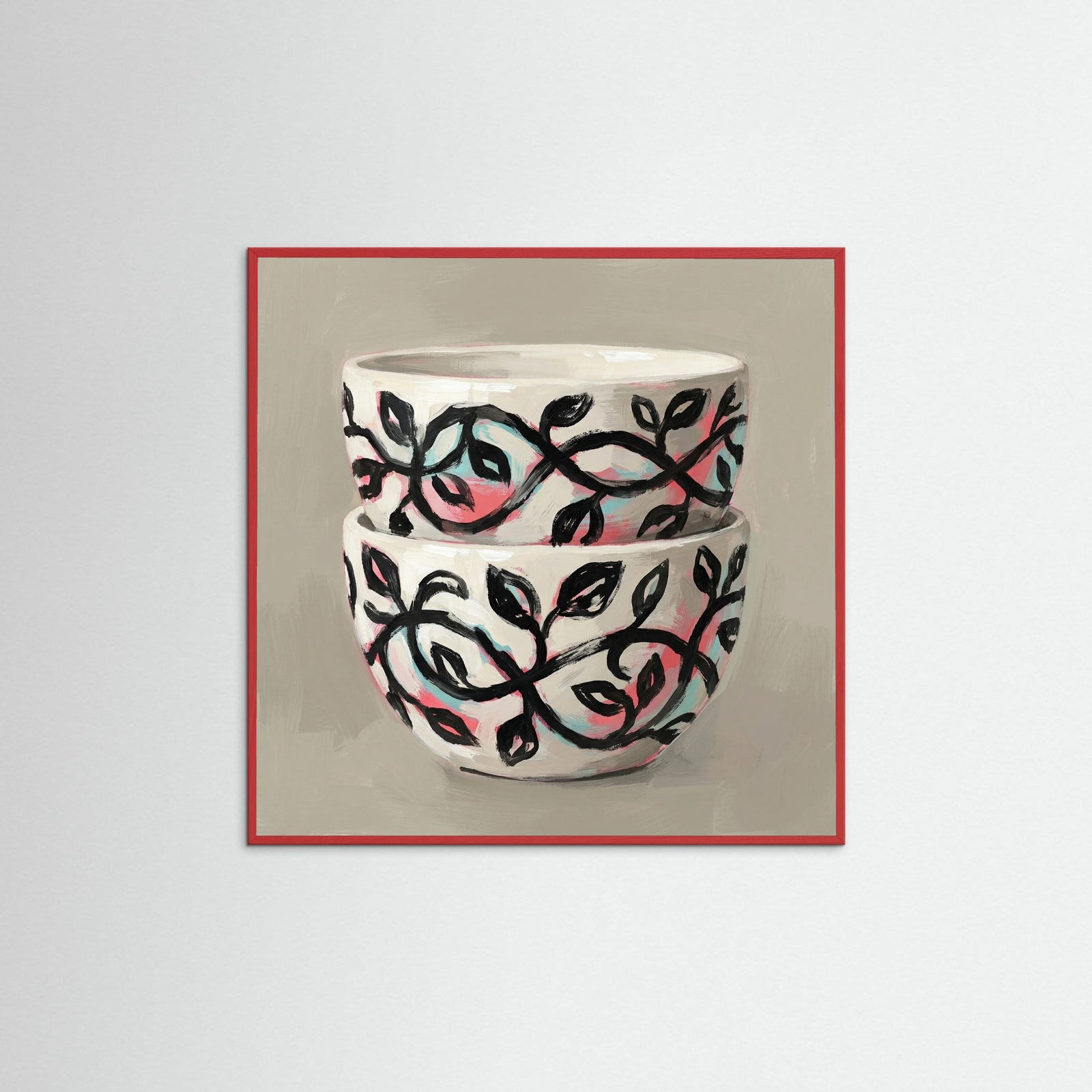Red Wood Square Patterned Vessel Bloom