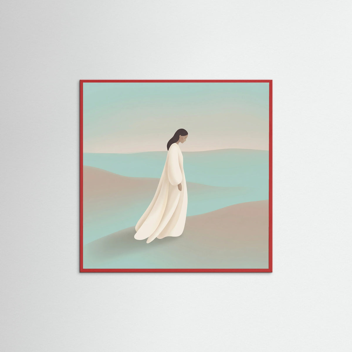 Red Wood Square Quiet Contemplation Blue