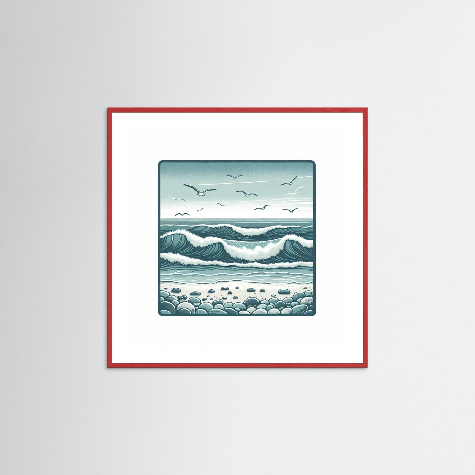 Red Wood Square Silent Waves