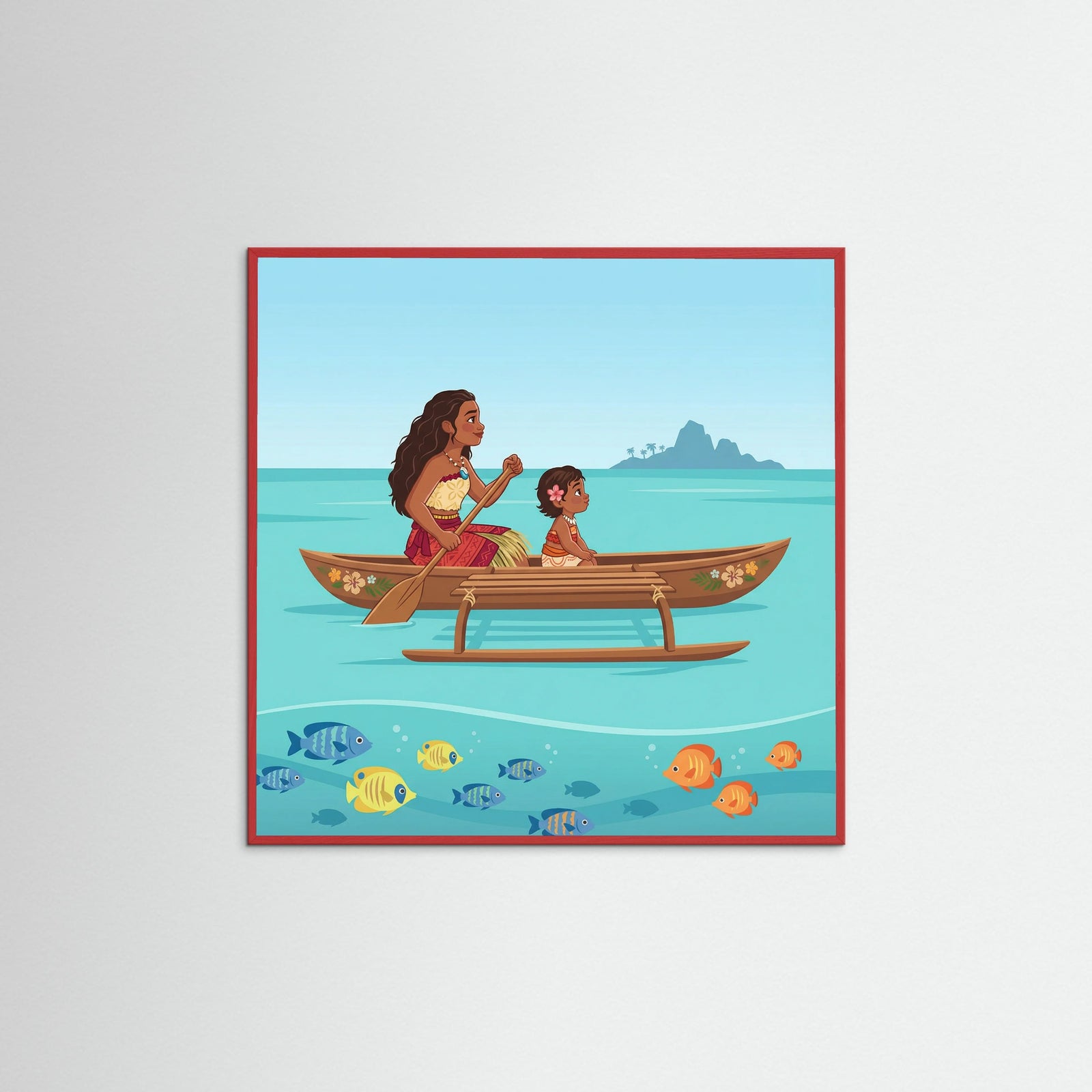 Red Wood Square Tropical Sisterhood