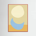 Red Wood Stacked Ovals in Soft Yellow and Light Blue Poster