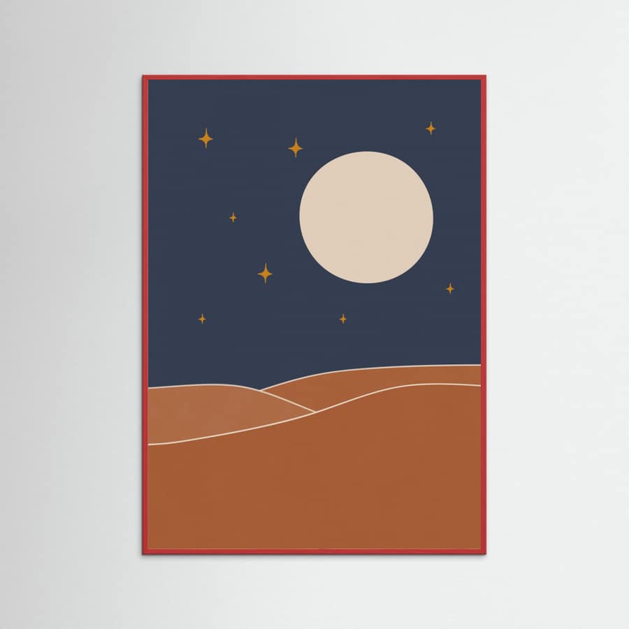 Red Wood Starry Starry Night Poster