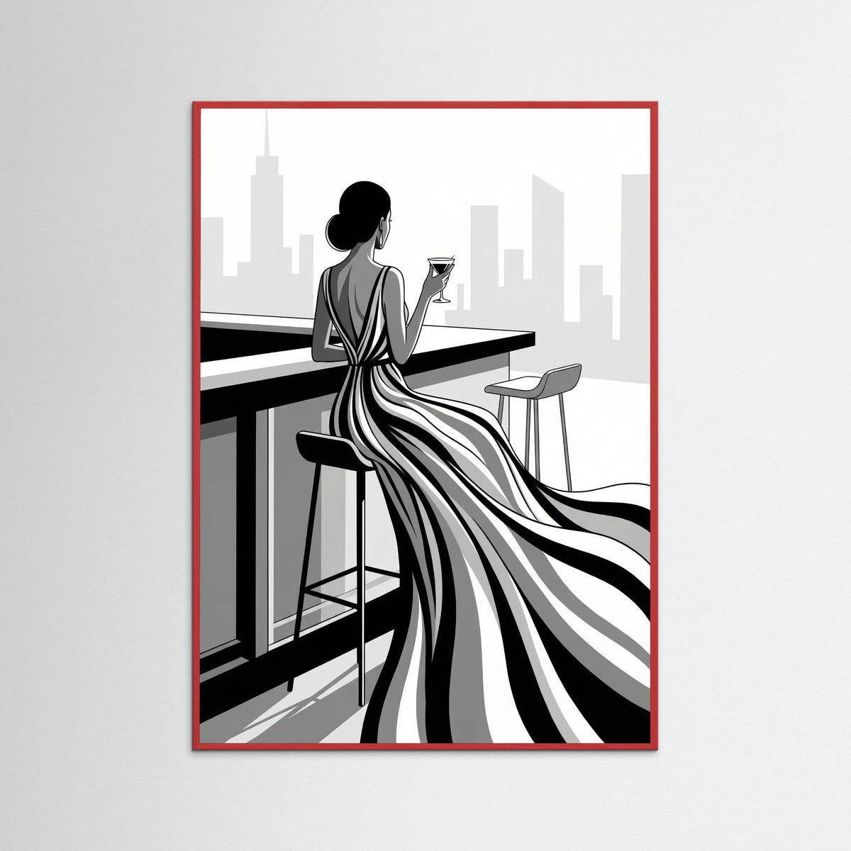 Red Wood Striped Elegance