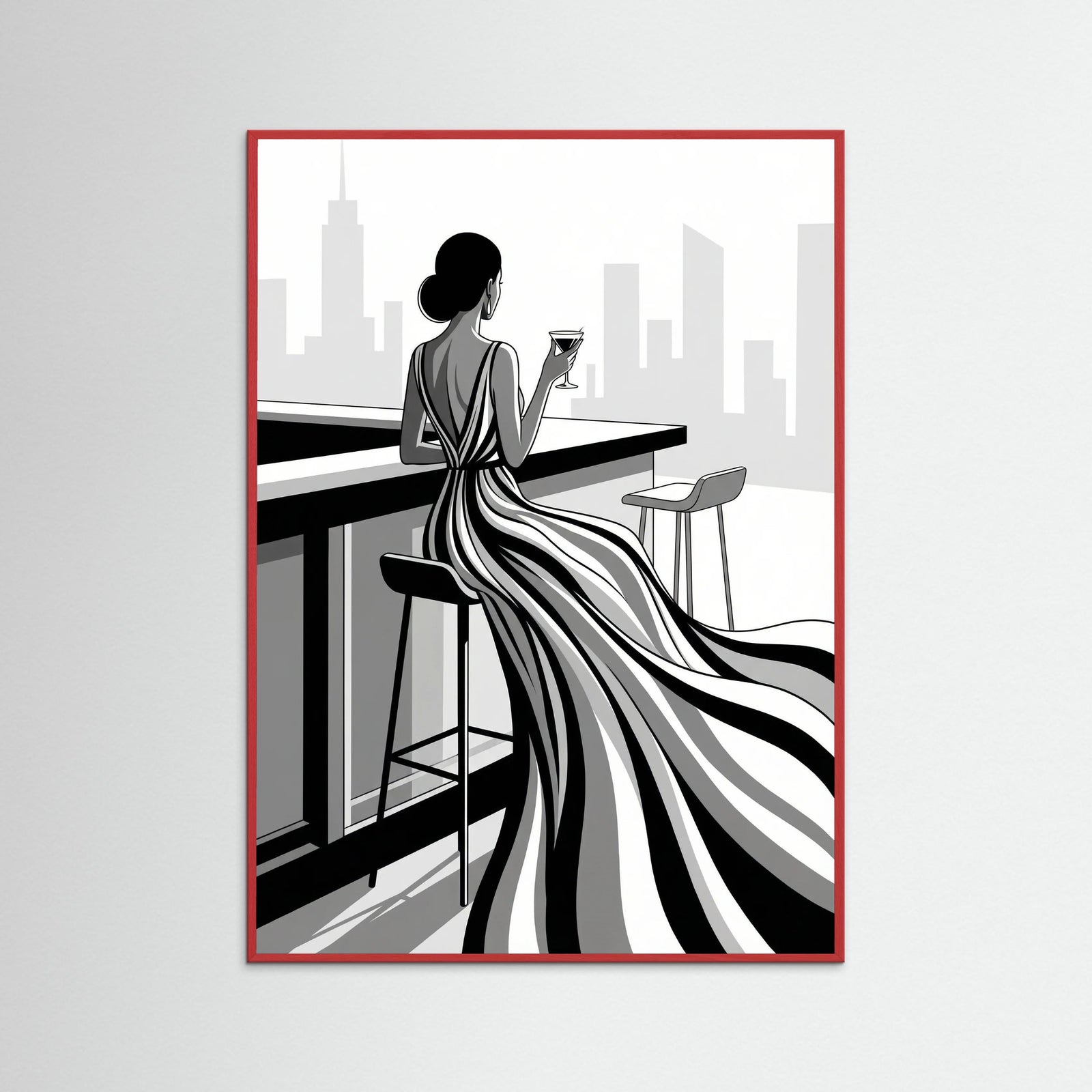 Red Wood Striped Elegance