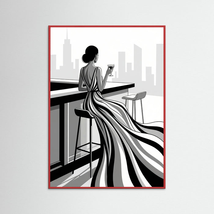 Red Wood Striped Elegance