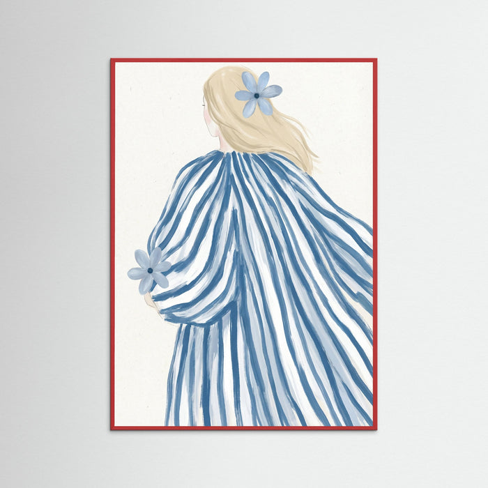 Red Wood Striped Serenity Blue