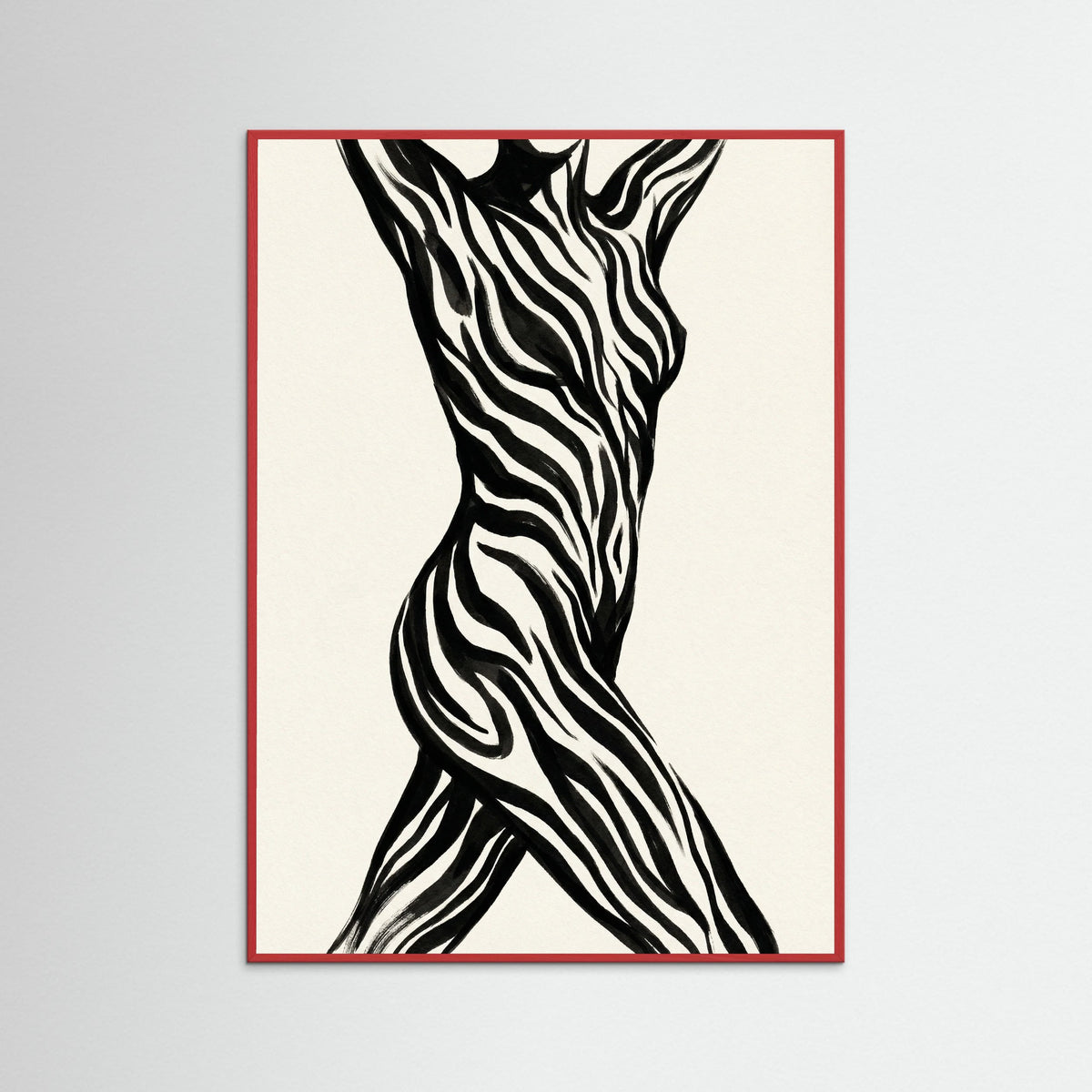 Red Wood Striped Silhouette Black