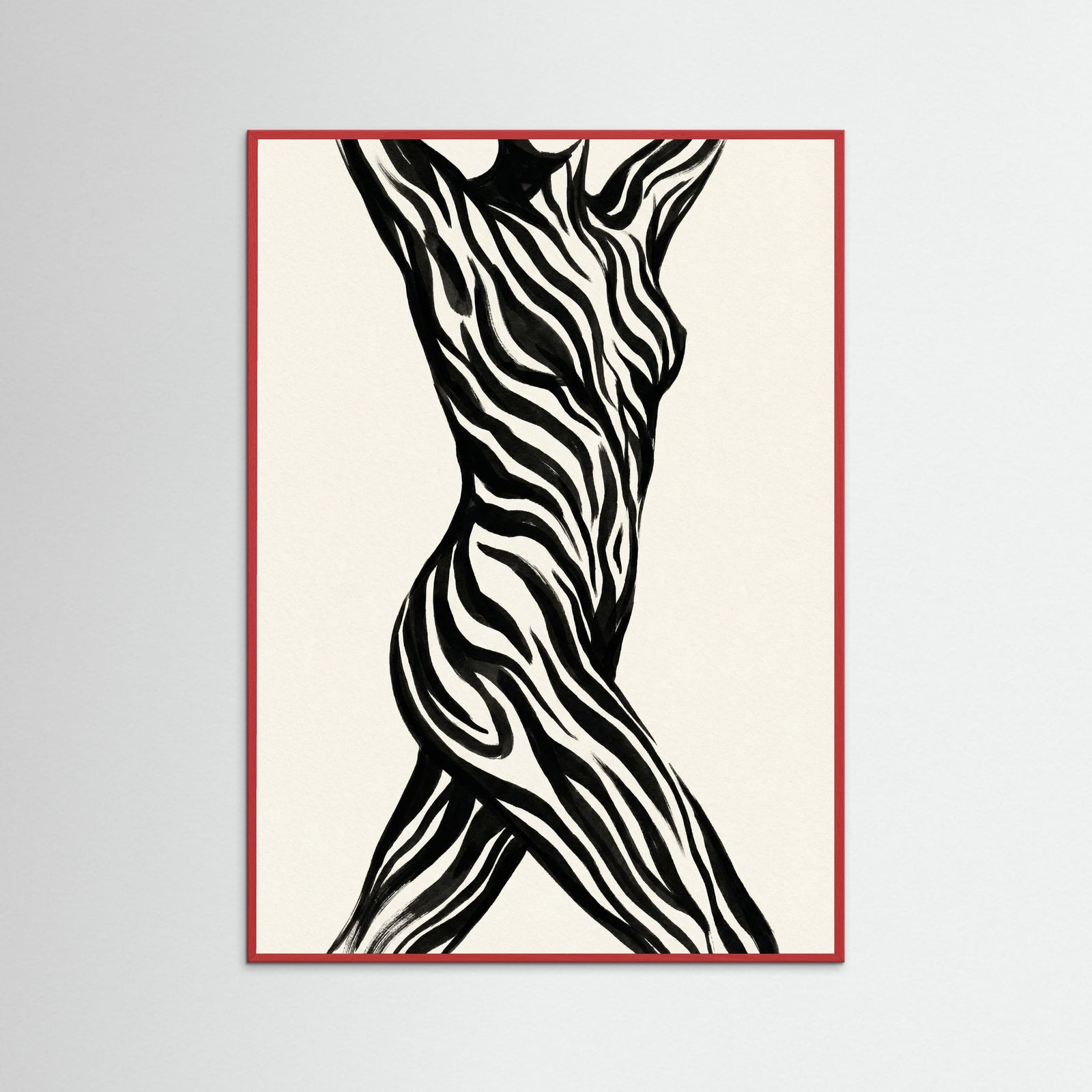 Red Wood Striped Silhouette Black