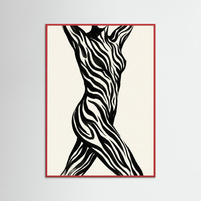 Red Wood Striped Silhouette Black