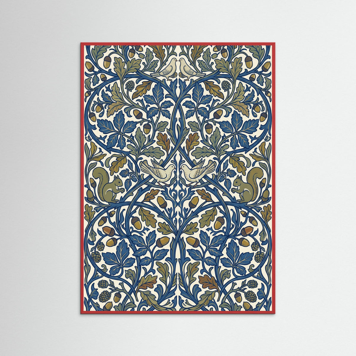 Red Wood Stylized Floral Harmony